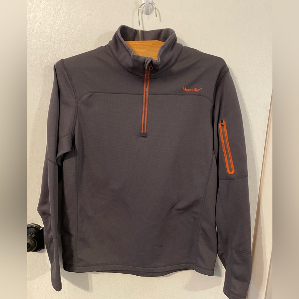 Moose jaw‎ mens pullover shirt gray and orange size Large